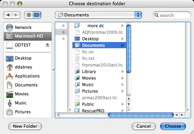 Choose destination folder