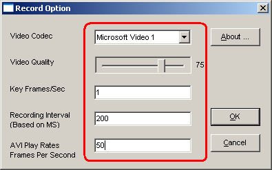 parameters for video codec